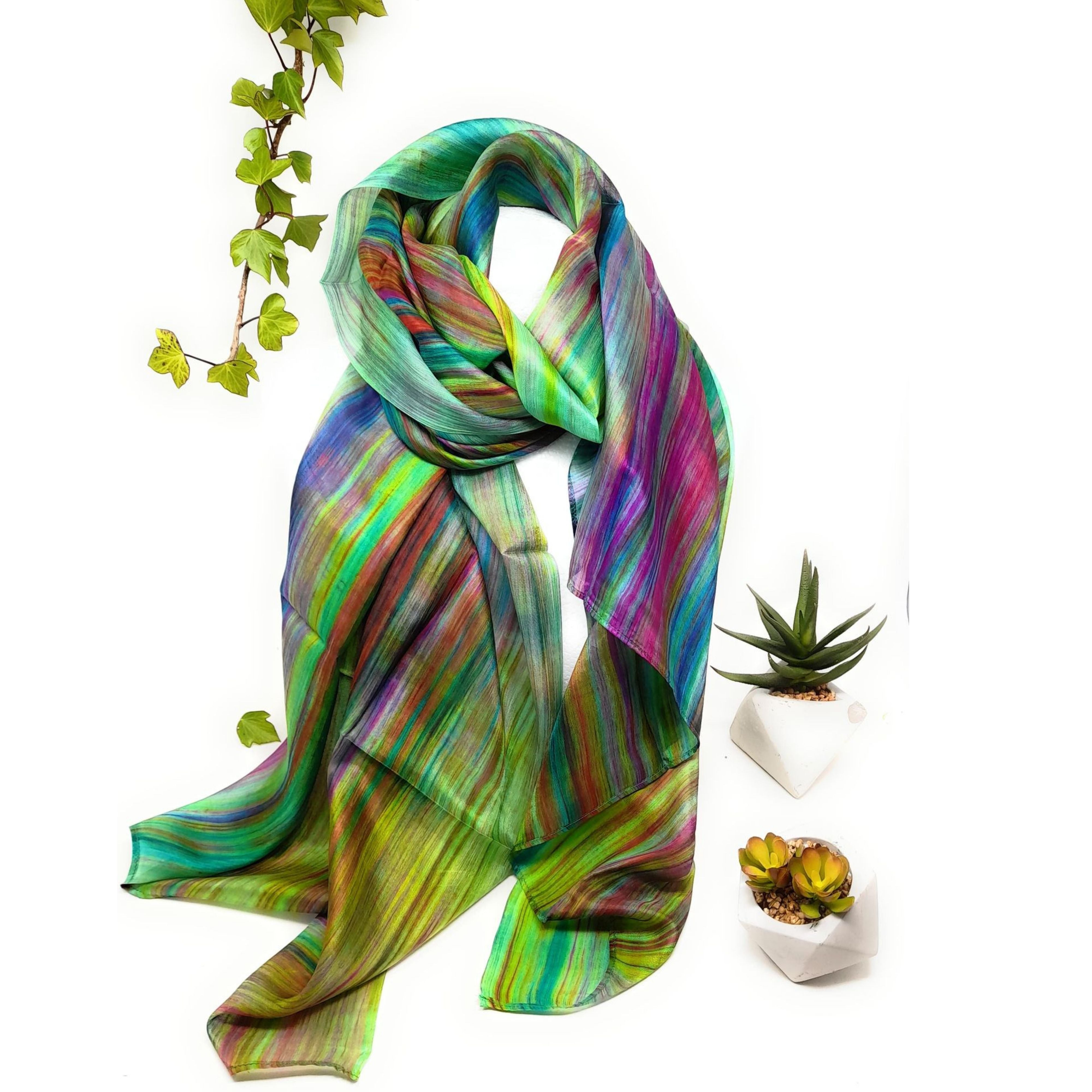 Large Hand Painted 100% Silk Scarfs