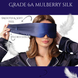 100% Pure Organic Mulberry 22 Momme 3D Contour Silk Eye Mask for Sleeping - Comfortable Navy Full  Eye Mask with Elastic Band