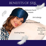 100% Pure Organic Mulberry 22 Momme 3D Contour Silk Eye Mask for Sleeping - Comfortable Navy Full  Eye Mask with Elastic Band