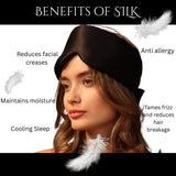 100% Pure Organic Mulberry 22 Momme 3D Contour Silk Eye Mask for Sleeping - Comfortable Black Full  Eye Mask with Elastic Band