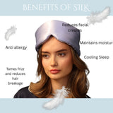 100% Pure Organic Mulberry 22 Momme 3D Contour Silk Eye Mask for Sleeping - Comfortable Light Blue Full  Eye Mask with Elastic Band