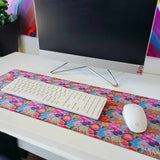 Millie & Boo Colourful Flowers Printed Mouse Mat - 80cm x 30cm Non-Slip Easy Glide Mouse Pad Desk Organiser - 2mm Thickness