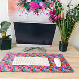 Millie & Boo Colourful Flowers Printed Mouse Mat - 80cm x 30cm Non-Slip Easy Glide Mouse Pad Desk Organiser - 2mm Thickness