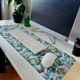 Millie & Boo Tropical Bird Printed Mouse Mat - 80cm x 30cm Non-Slip Easy Glide Mouse Pad Desk Organiser - 2mm Thickness, Ideal for Women Working from Home