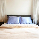 Organic Mulberry Silk Pillowcase 50x75cm - Grade 6A Light Blue Pillowcase with Zipper Closure
