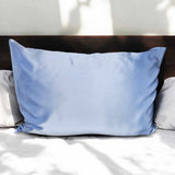 Organic Mulberry Silk Pillowcase 50x75cm - Grade 6A Light Blue Pillowcase with Zipper Closure