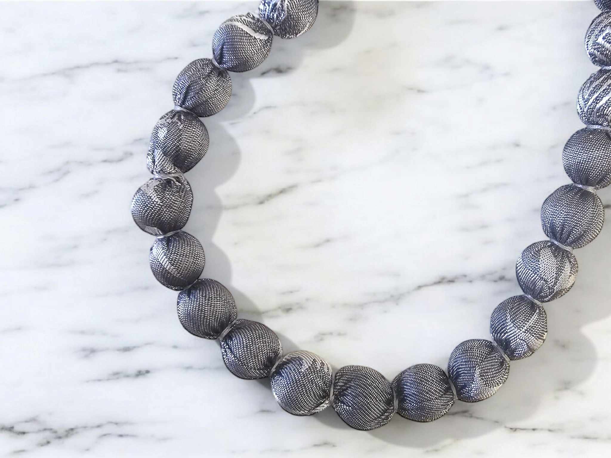 Jacquard Silk Mix  Beaded Necklace