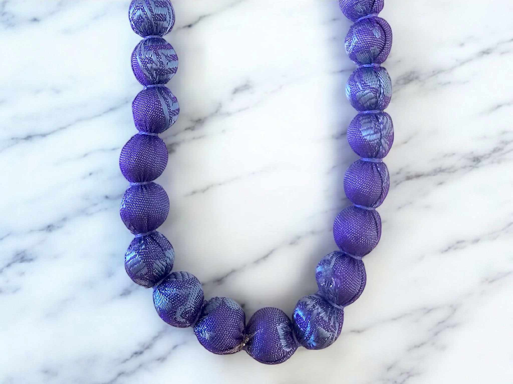 Jacquard Silk Mix  Beaded Necklace