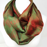 Infinity Scarf Silk Blend Silver Snood Red/Green