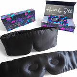 100% Pure Organic Mulberry 22 Momme 3D Contour Silk Eye Mask for Sleeping - Comfortable Black Full  Eye Mask with Elastic Band