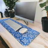 Millie & Boo Desk Mat - Blue Tiles Design Mouse Mat, Mouse Pad, Desk Organiser for Women's Home Office, 2mm Thick, 80x30cm - Perfect for The Office and Gaming