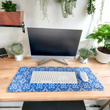 Millie & Boo Desk Mat - Blue Tiles Design Mouse Mat, Mouse Pad, Desk Organiser for Women's Home Office, 2mm Thick, 80x30cm - Perfect for The Office and Gaming