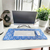 Millie & Boo Desk Mat - Blue Tiles Design Mouse Mat, Mouse Pad, Desk Organiser for Women's Home Office, 2mm Thick, 80x30cm - Perfect for The Office and Gaming