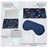 Millie & Boo Silk Sleep Mask - 100% Pure Organic Mulberry 19 Momme Silk Eye Mask for Sleeping - Comfortable Navy Eye Mask with Elastic Band - Luxury Gift Box for Women & Travellers