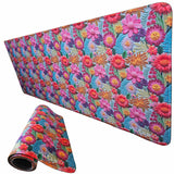 Millie & Boo Colourful Flowers Printed Mouse Mat - 80cm x 30cm Non-Slip Easy Glide Mouse Pad Desk Organiser - 2mm Thickness