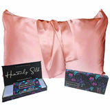 Organic Mulberry Silk Pillowcase 50x75cm - Grade 6A Light Pink Satin Pillowcase with Zipper Closure