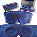 100% Pure Organic Mulberry 22 Momme 3D Contour Silk Eye Mask for Sleeping - Comfortable Navy Full  Eye Mask with Elastic Band