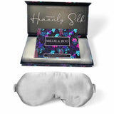 Millie & Boo Silk Sleep Mask - 100% Pure Organic Mulberry 19 Momme Silk Eye Mask for Sleeping - Comfortable Silver Eye Mask with Elastic Band - Luxury Gift Box for Women & Travellers