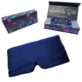 100% Pure Organic Mulberry 22 Momme Silk Eye Mask for Sleeping - Comfortable Navy Full  Eye Mask with Elastic Band