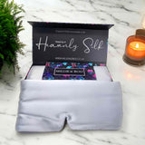 100% Pure Organic Mulberry 22 Momme Silk Eye Mask for Sleeping - Comfortable Silver Full  Eye Mask with Elastic Band
