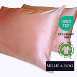 Organic Mulberry Silk Pillowcase 50x75cm - Grade 6A Light Pink Satin Pillowcase with Zipper Closure