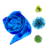 100%  Large Silk Scarf Blue Marble Hand Painted Scarf