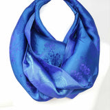 Infinity Scarf Silk Blend Silver Snood Blue