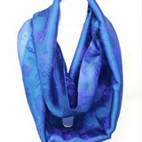 Infinity Scarf Silk Blend Silver Snood Blue