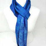 Infinity Scarf Silk Blend Silver Snood Blue