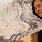Millie & Boo Hand Painted Mulberry Silk Scarf Grey 170x75cm with Gift Box - Perfect Birthday Gifts for Women, Holiday Essentials, Thoughtful Gifts for Women