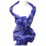100%  Large Silk Scarf Royal Blue Marble Hand Painted Scarf
