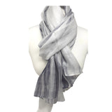 100% Large Silk Scarf Grey Painted Scarf