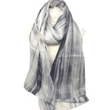 100% Large Silk Scarf Grey Painted Scarf