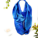 Infinity Scarf Silk Blend Silver Snood Blue