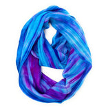 Copy of 100% Silk Scarf Snood - Blue & Purple Hand Painted Silk Infinity Scarf