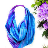 Copy of 100% Silk Scarf Snood - Blue & Purple Hand Painted Silk Infinity Scarf