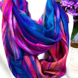 100% Silk Scarf Snood -Vibrant Multi Coloured  Hand Painted Silk Infinity Scarf