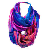 100% Silk Scarf Snood -Vibrant Multi Coloured  Hand Painted Silk Infinity Scarf