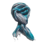 Silk Scarf Light Turquoise Green Grey  Hand Painted Scarf