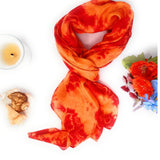 100% Orange Marble Silk Scarf