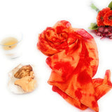 100% Orange Marble Silk Scarf
