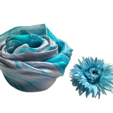 Silk Scarf Light Turquoise Green Grey  Hand Painted Scarf