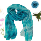 100%  Silk Scarf Dark Turquoise Grey Hand Painted Scarf