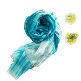 100%  Silk Scarf Dark Turquoise Grey Hand Painted Scarf