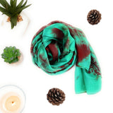 100% Green & Brown Marble Silk Scarf
