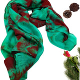 100% Green & Brown Marble Silk Scarf