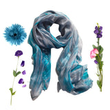 Silk Scarf Light Turquoise Green Grey  Hand Painted Scarf