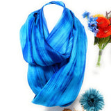 100% Silk Scarf Snood -Blue Mix Hand Painted Silk Infinity Scarf