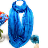 100% Silk Scarf Snood -Blue Mix Hand Painted Silk Infinity Scarf