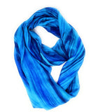 100% Silk Scarf Snood -Blue Mix Hand Painted Silk Infinity Scarf